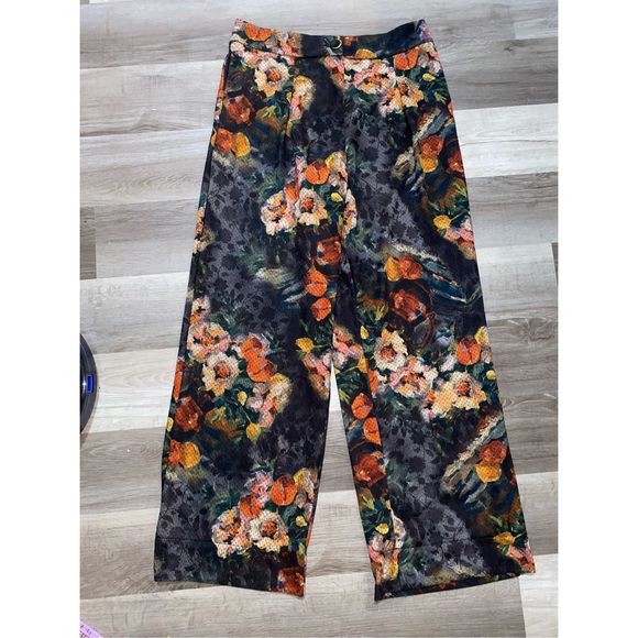 Anthropologie Eva Franco Simone Floral Trousers Multicolor, Size Large, MP $125 - Picture 3 of 9